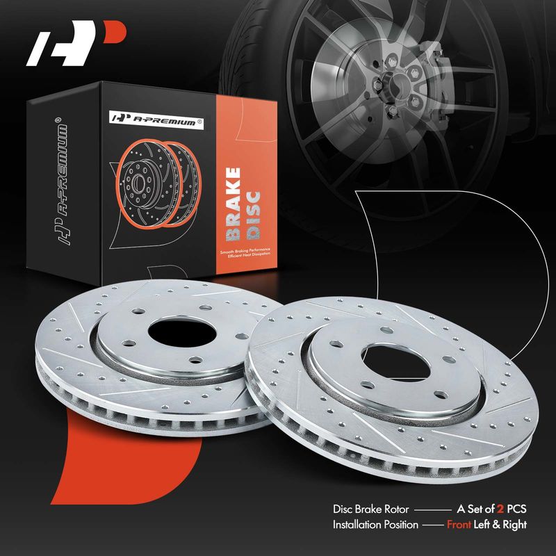 Front Drilled Brake Rotors for Chrysler Town & Country 08-16 Journey VW