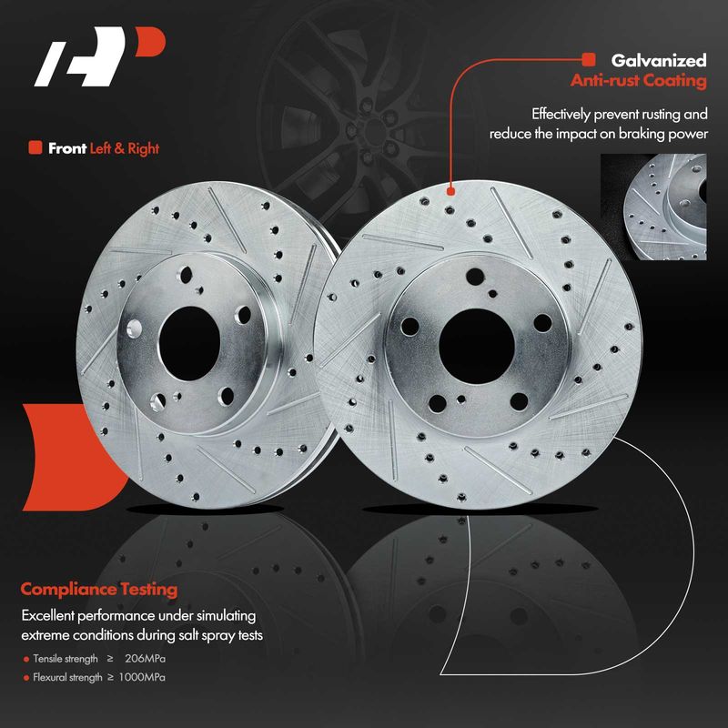 Front Drilled Brake Rotors for Toyota Camry 1992-2006 Solara Avalon Lexus ES300