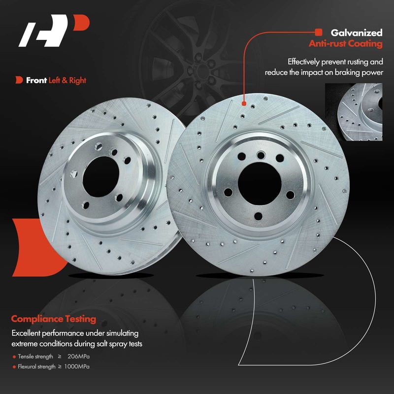 Front Drilled Brake Rotors for BMW E92 E84 335i 2007-2013 335d 335is X1 13-15