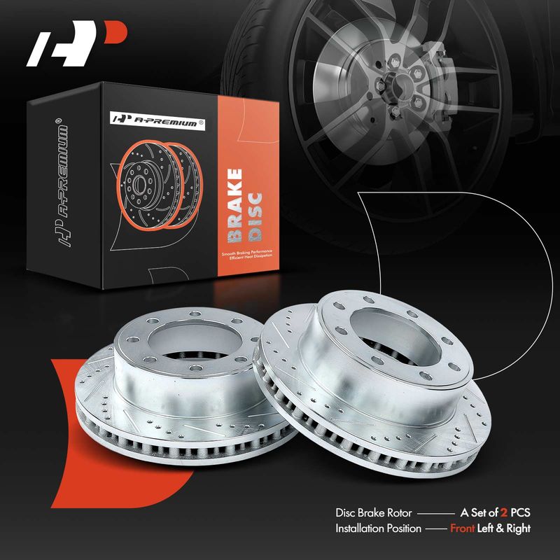 Front Drilled Brake Rotors for Ford Excursion F-250 F-350 Super Duty
