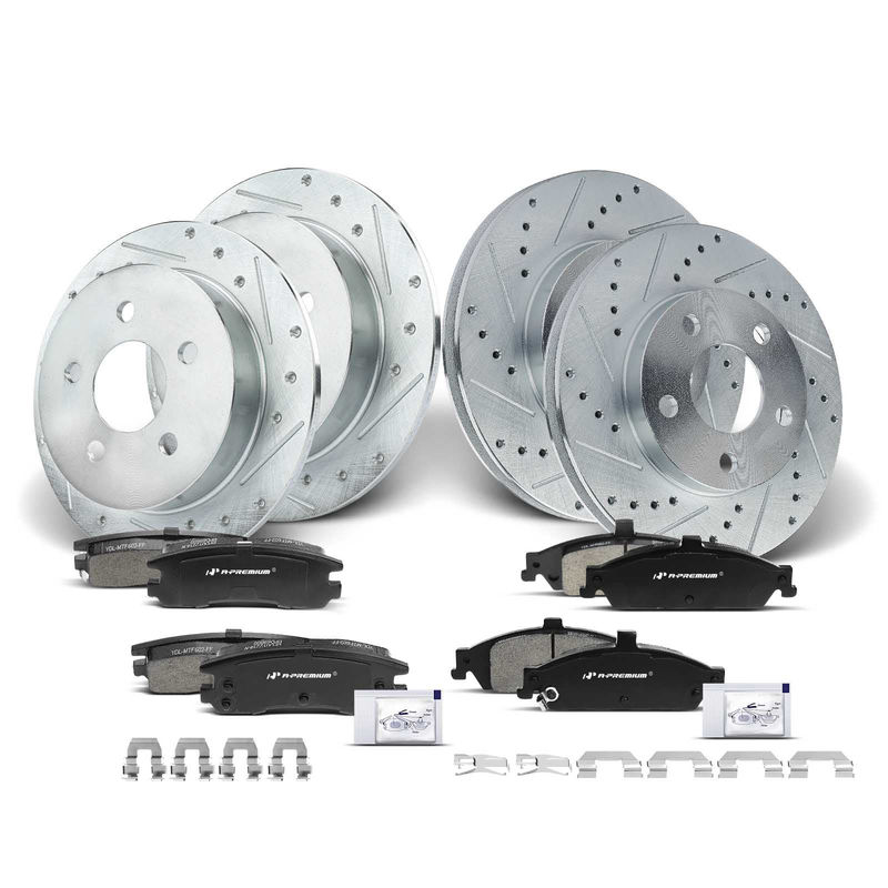 Front & Rear Drilled Rotors & Ceramic Brake Pads for Olds Alero 99-04 Pontiac