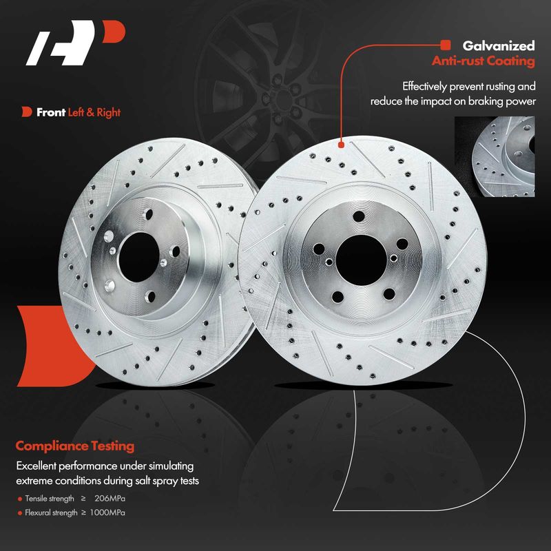 Front Drilled Brake Rotors for Subaru Forester 2009-2018 BRZ Crosstrek Legacy