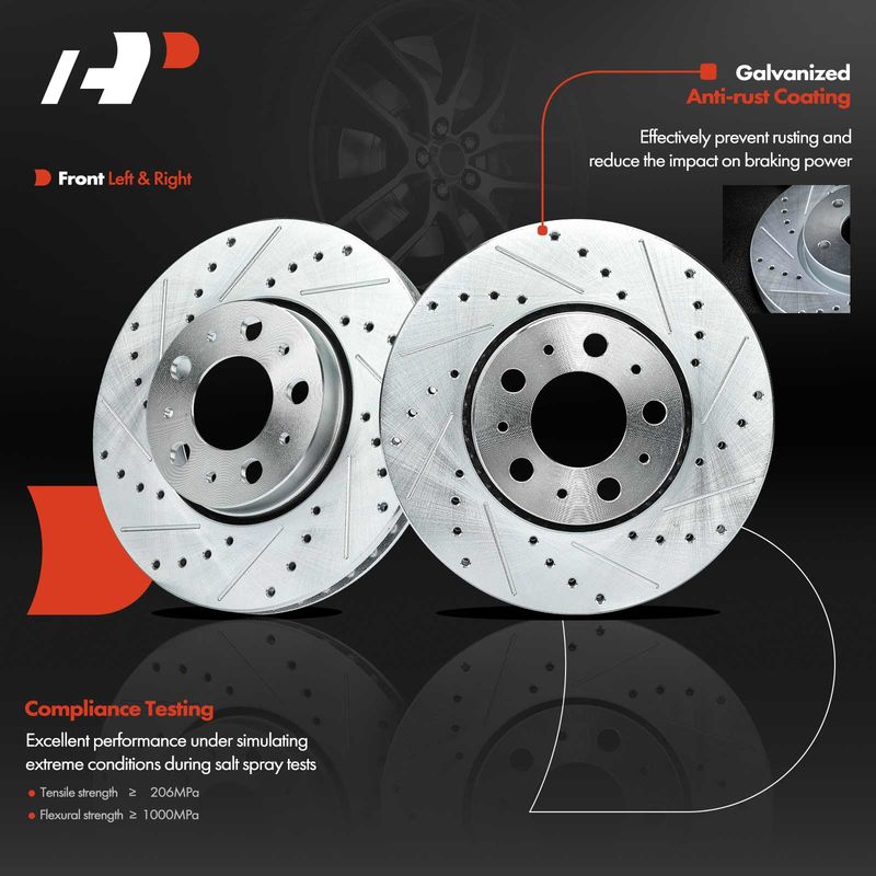 Front Drilled Brake Rotors for Volvo S60 2001-2009 S80 1999-2006 V70 XC70