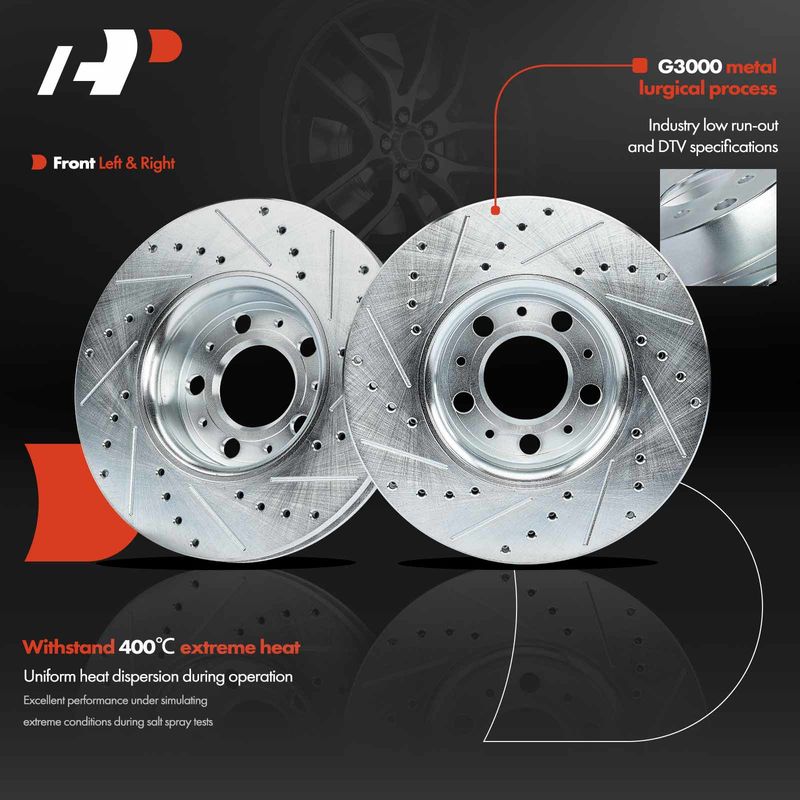 Front Drilled Brake Rotors for Volvo S60 2001-2009 S80 1999-2006 V70 XC70