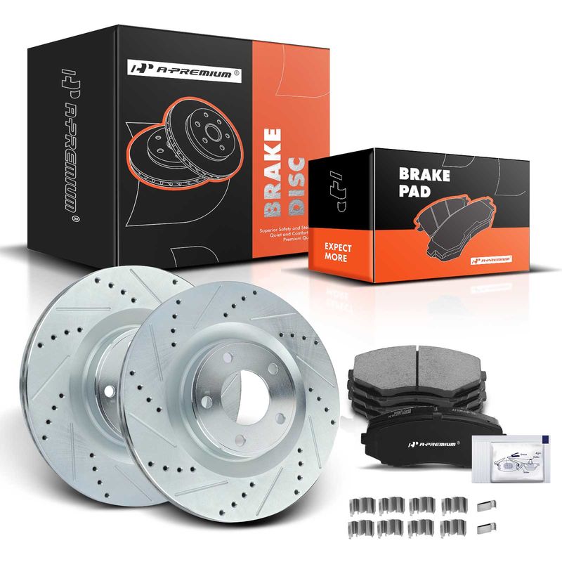 Front Drilled Rotors & Ceramic Brake Pads for Ford Edge 07-14 Lincoln MKX 07-15