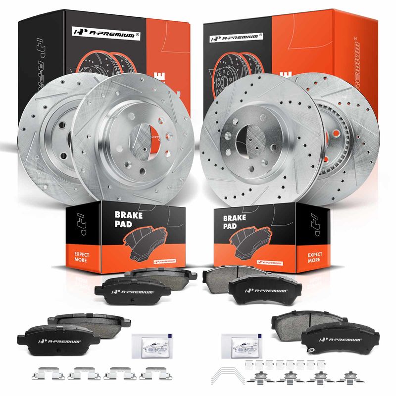 Front & Rear Drilled Rotors & Ceramic Brake Pads for Ford Fusion Mazda 6 Lincoln