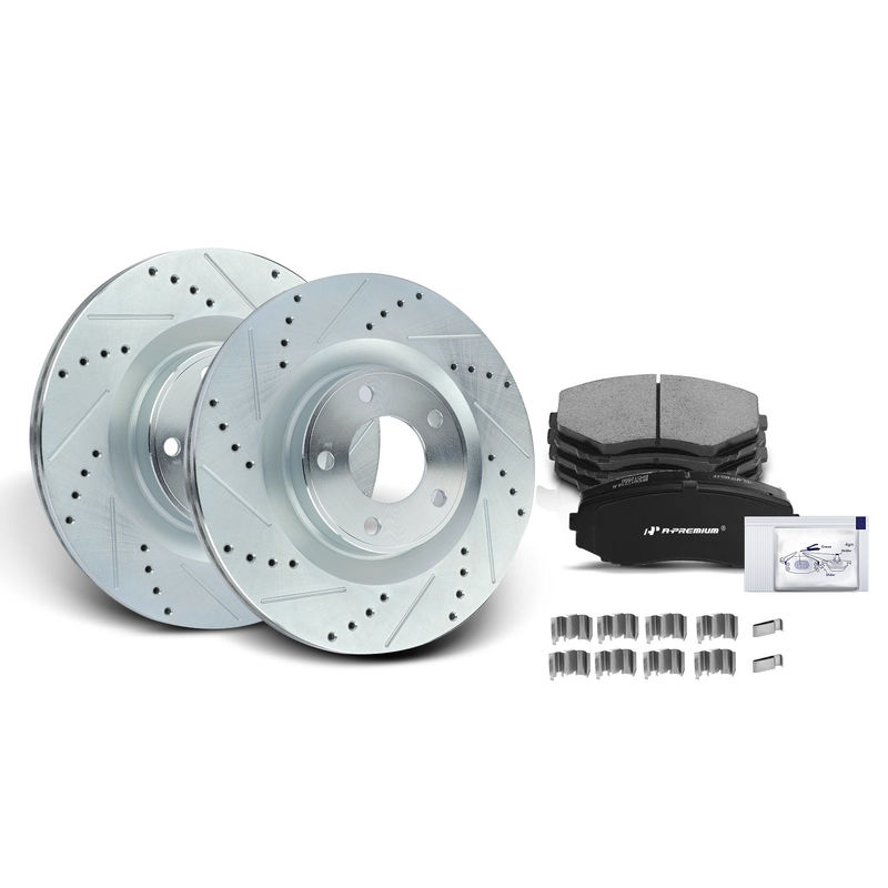 Front Drilled Rotors & Ceramic Brake Pads for Ford Edge 07-14 Lincoln MKX 07-15