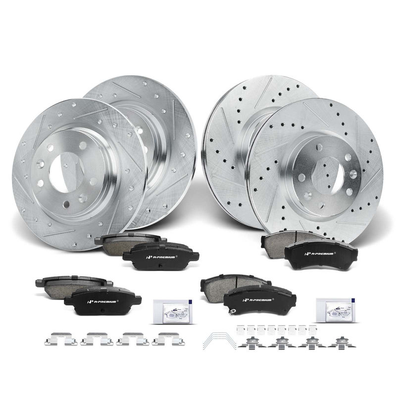 Front & Rear Drilled Rotors & Ceramic Brake Pads for Ford Fusion Mazda 6 Lincoln