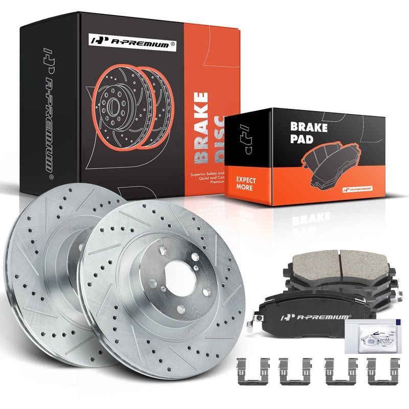 Front Drilled Rotors & Ceramic Brake Pads for Subaru Outback Forester Legacy