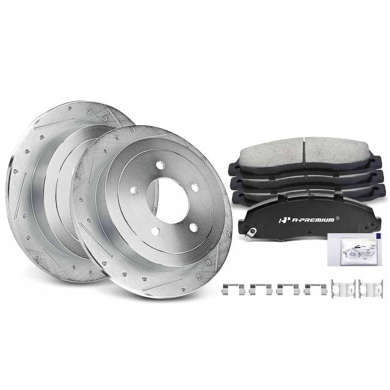 Rear Drilled Rotors & Ceramic Brake Pads for Ford F-150 Lincoln Blackwood