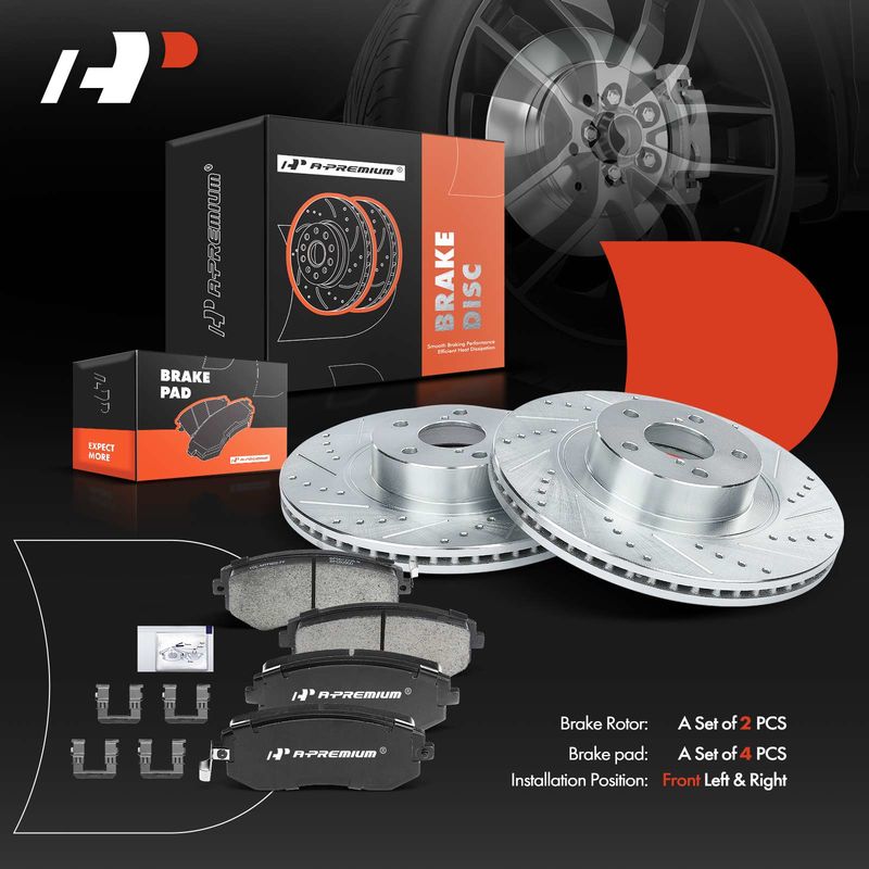 Front Drilled Rotors & Ceramic Brake Pads for Subaru Outback Forester Legacy