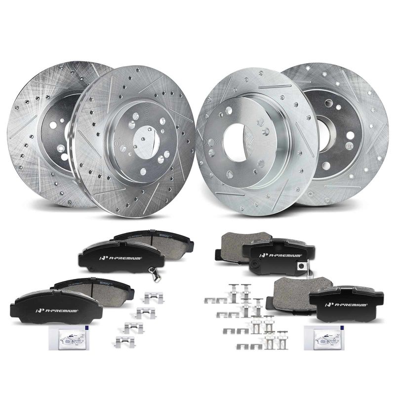 Front & Rear Drilled Rotors & Ceramic Brake Pads for Honda Accord 03-04 Acura
