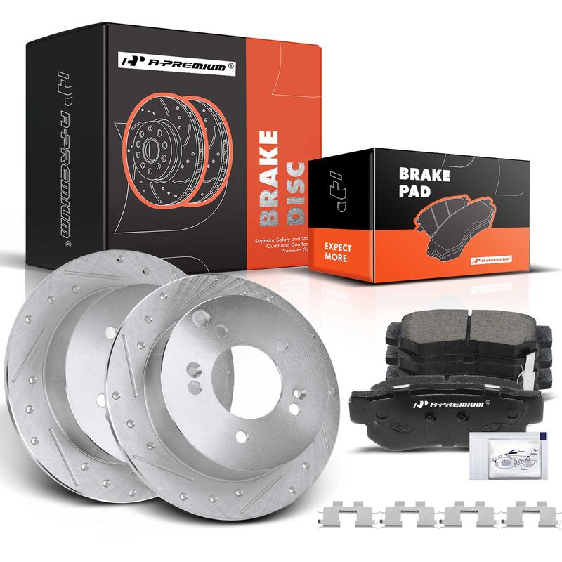 Rear Drilled Rotors & Ceramic Brake Pads for Hyundai Sonata 06-08 Tucson Kia
