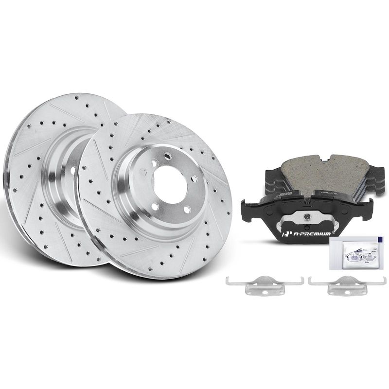 Front Drilled Rotors & Ceramic Brake Pads for BMW 335i 2007-2013 335d 335is 335xi