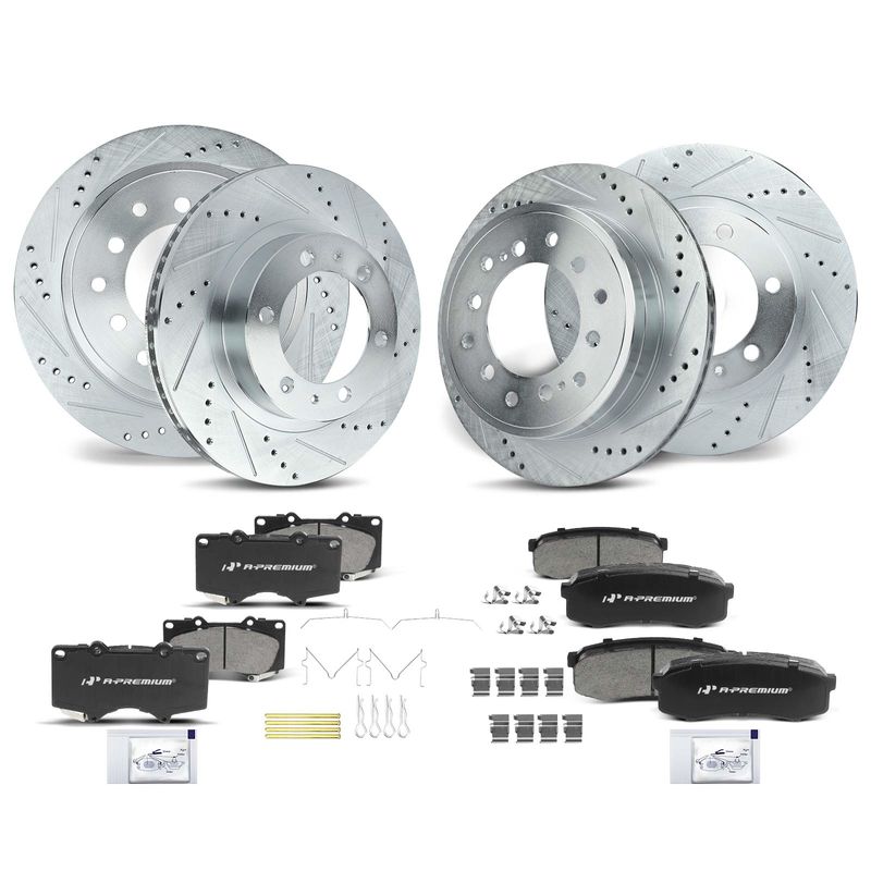 Front & Rear Drilled Rotors & Ceramic Brake Pads for Toyota 4Runner 2003-2009