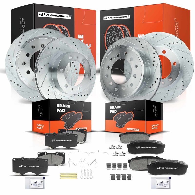 Front & Rear Drilled Rotors & Ceramic Brake Pads for Toyota 4Runner 2003-2009