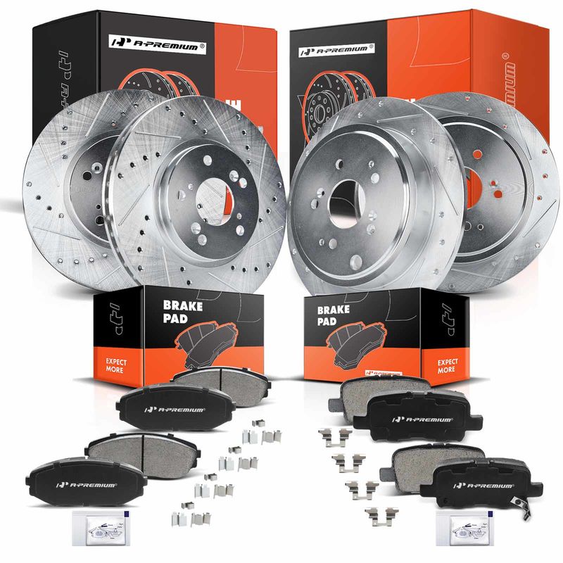 Front & Rear Drilled Rotors & Ceramic Brake Pads for Acura MDX 2001-2002 V6 3.5L