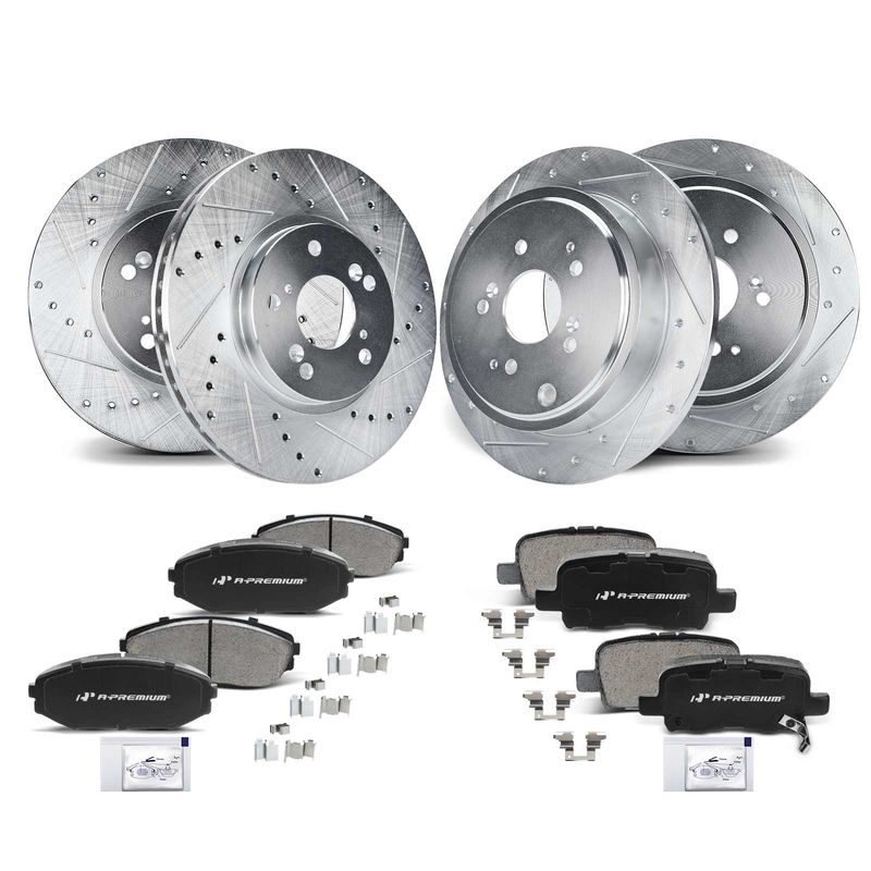 Front & Rear Drilled Rotors & Ceramic Brake Pads for Acura MDX 2001-2002 V6 3.5L