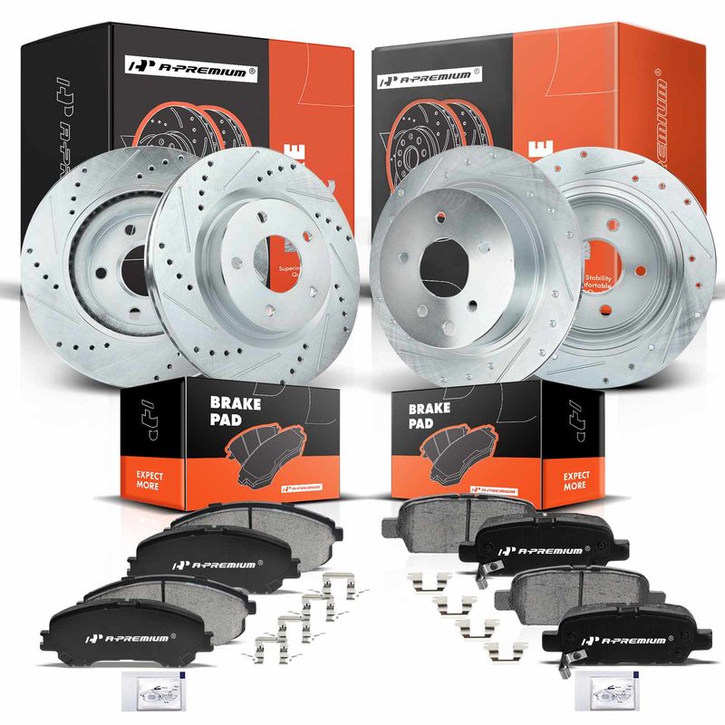 Front & Rear Drilled Rotors & Ceramic Brake Pads for Nissan Altima 2007-2013