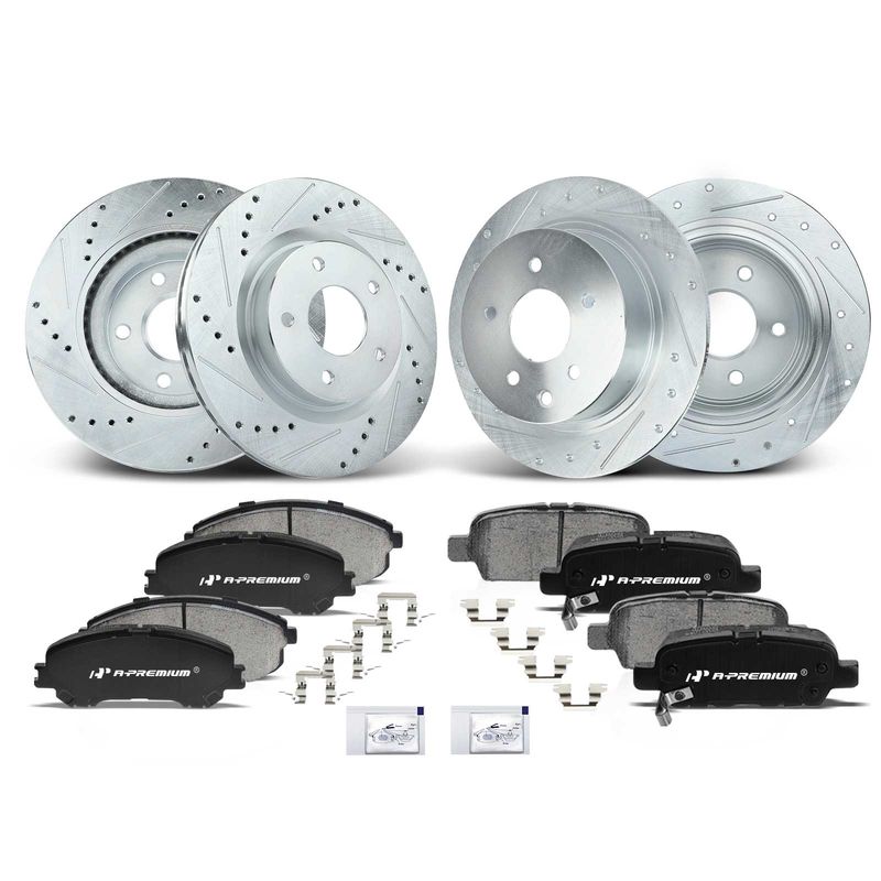 Front & Rear Drilled Rotors & Ceramic Brake Pads for Nissan Altima 2007-2013