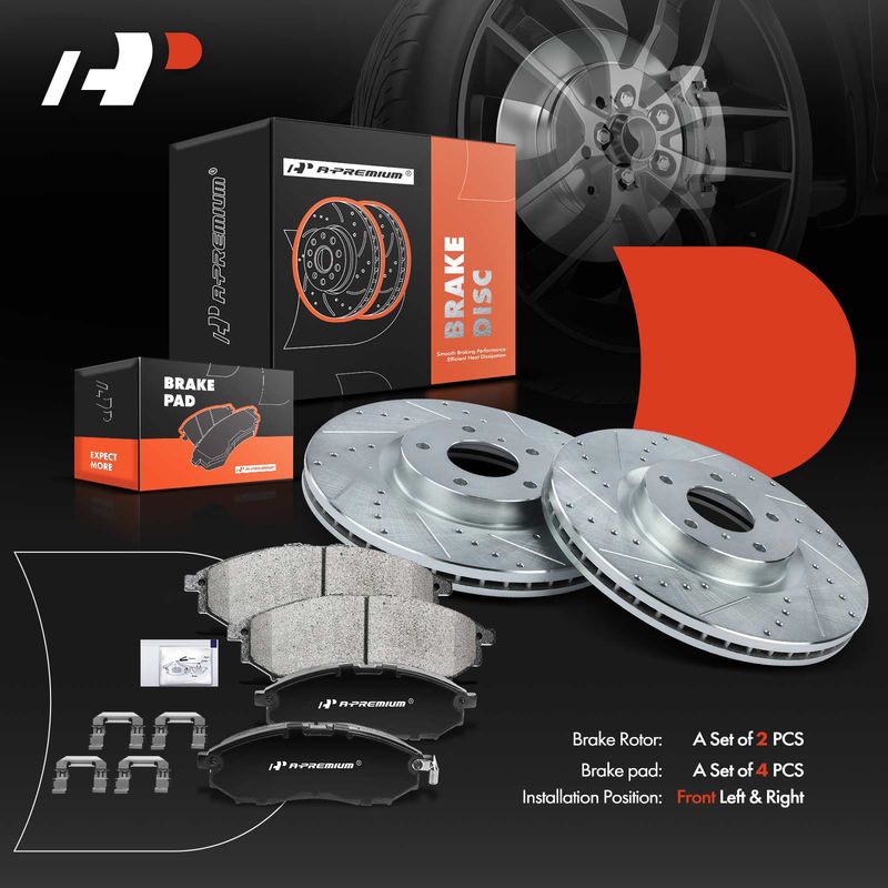 Front Drilled Rotors & Ceramic Brake Pads for Infiniti EX35 G35 G37 Nissan 350Z
