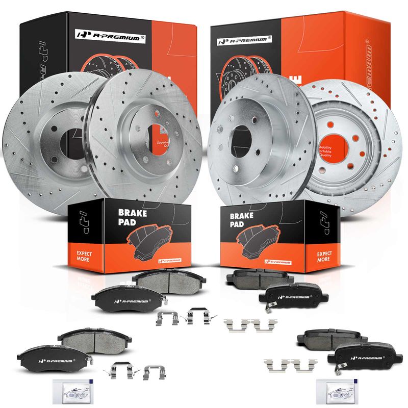 Front & Rear Drilled Rotors & Ceramic Brake Pads for Nissan 370Z 350Z INFINITI