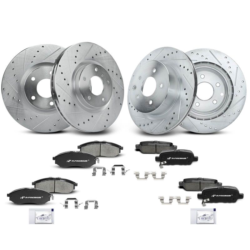 Front & Rear Drilled Rotors & Ceramic Brake Pads for Nissan 370Z 350Z INFINITI
