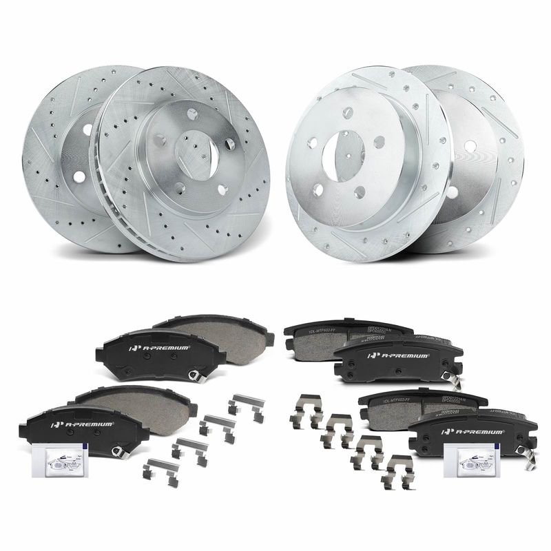 Front & Rear Drilled Rotors & Ceramic Brake Pads for Buick Lesabre Ponatic 00-05