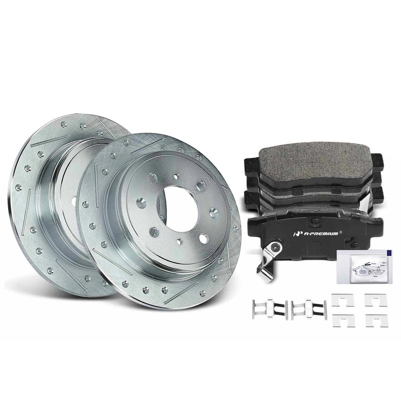 Rear Drilled Rotors & Ceramic Brake Pads for Acura Integra 90-01 Honda Civic