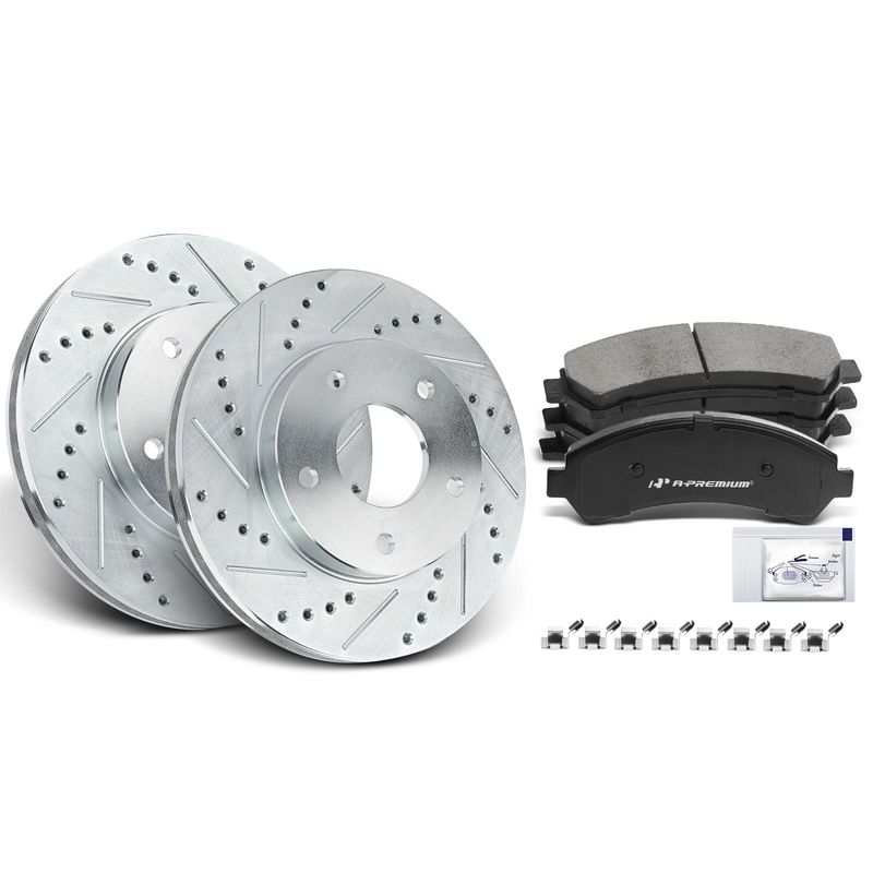 Front Drilled Rotors & Ceramic Brake Pads for Chevrolet S10 Blazer GMC Jimmy