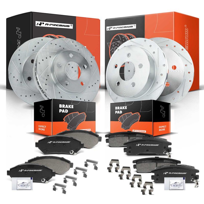 Front & Rear Drilled Rotors & Ceramic Brake Pads for Buick Lesabre Ponatic 00-05