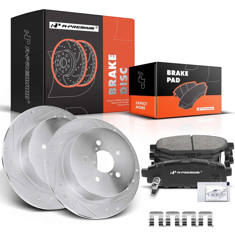 Rear Drilled Rotors & Ceramic Brake Pads for Subaru Legacy Outback 05-09