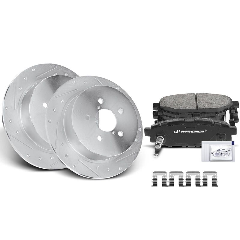 Rear Drilled Rotors & Ceramic Brake Pads for Subaru Legacy Outback 05-09