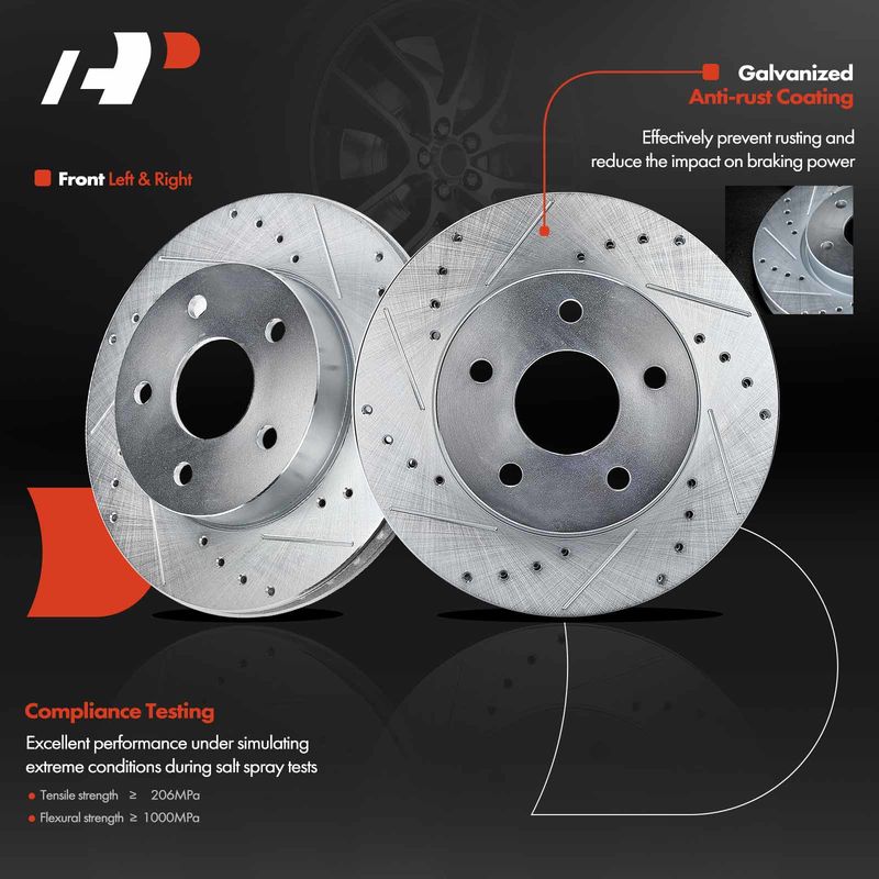 Front Drilled Brake Rotors for Jeep Grand Cherokee 1999-2004 4.0L 4.7L