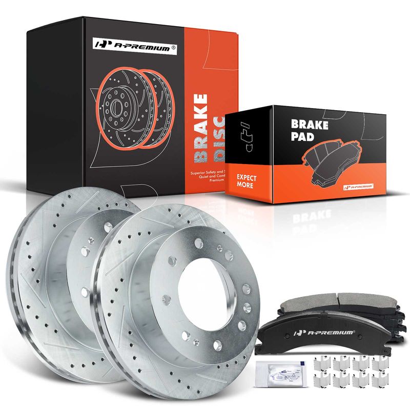 Front Drilled Rotors & Ceramic Brake Pads for Chevy Silverado 2500 HD 11-19 GMC