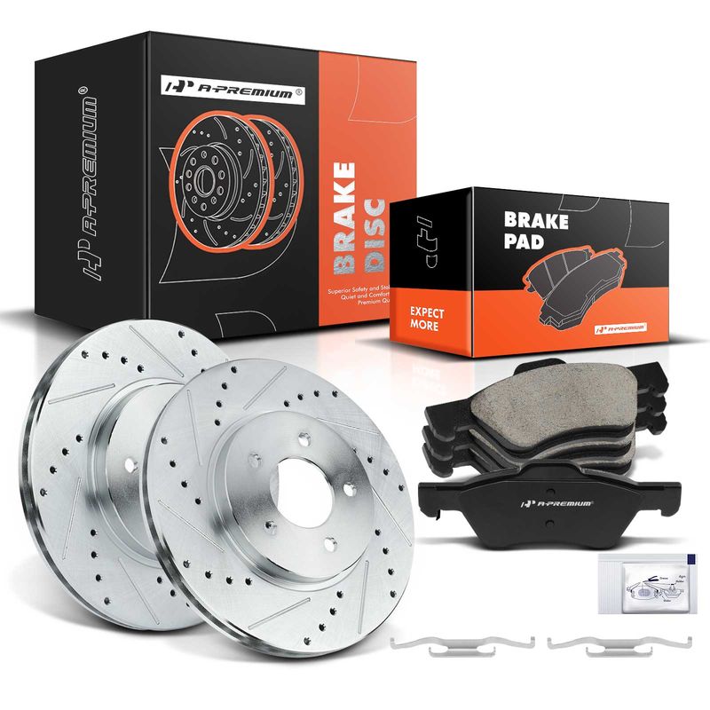 Front Drilled Rotors & Ceramic Brake Pads for Ford Escape Mazda Tribute Mercury