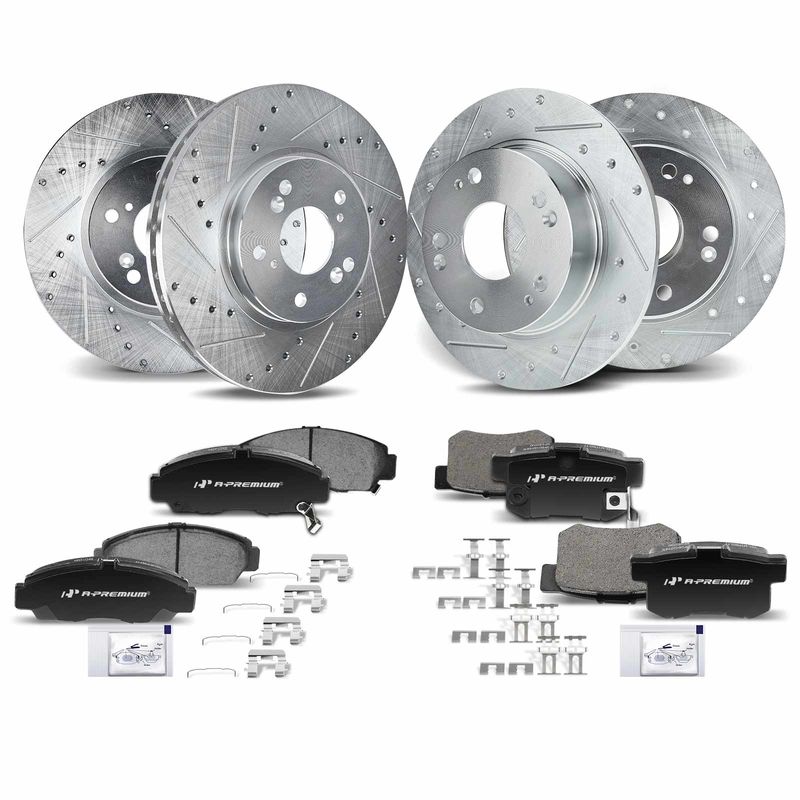 Front & Rear Drilled Rotors & Ceramic Brake Pads for Honda Accord 03-07 Acura