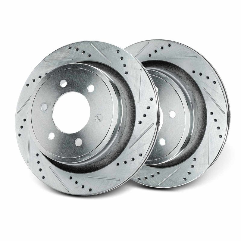 Rear Drilled Brake Rotors for Ford F-150 2012-2020 6-Lug Manual Parking Brake