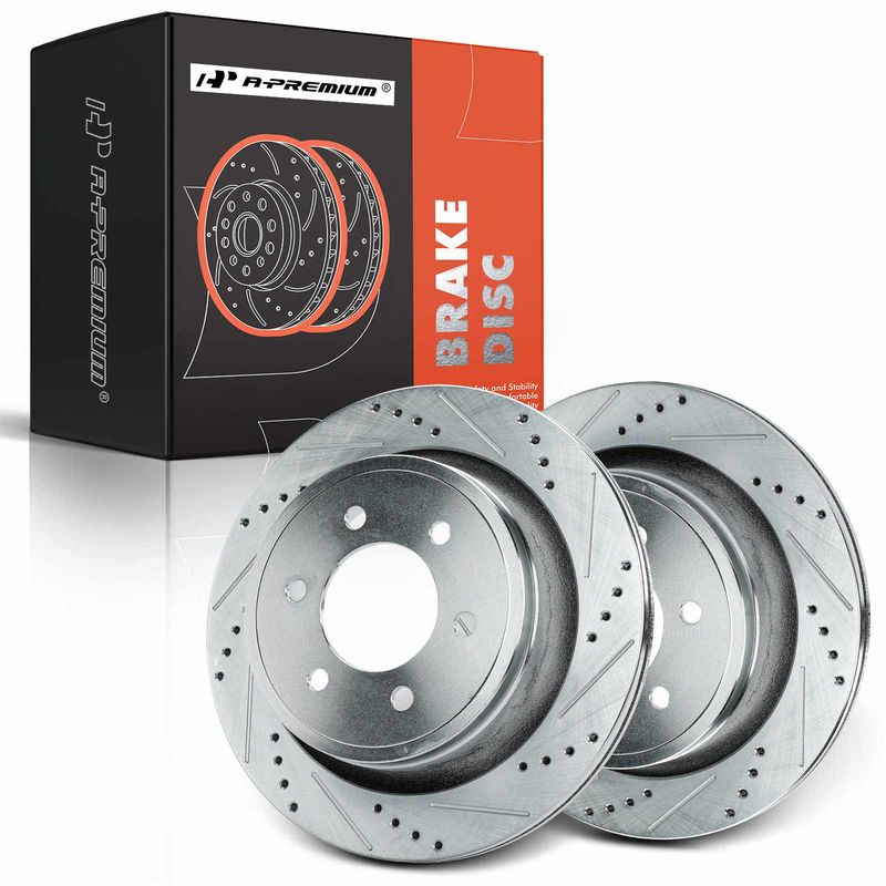 Rear Drilled Brake Rotors for Ford F-150 2012-2020 6-Lug Manual Parking Brake
