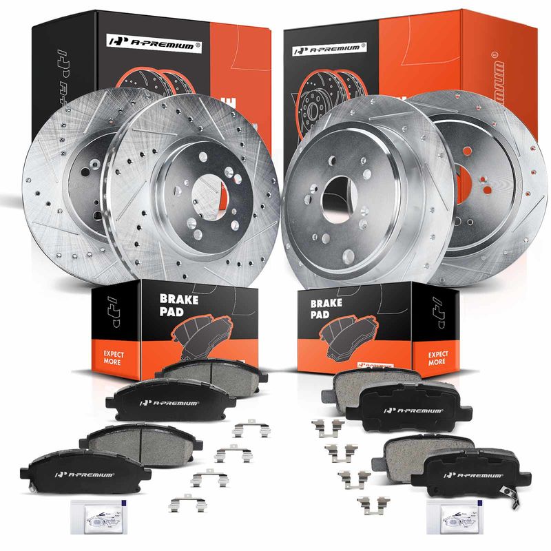 Front & Rear Drilled Rotors & Ceramic Brake Pads for Acura MDX 2003-2006 V6 3.5L