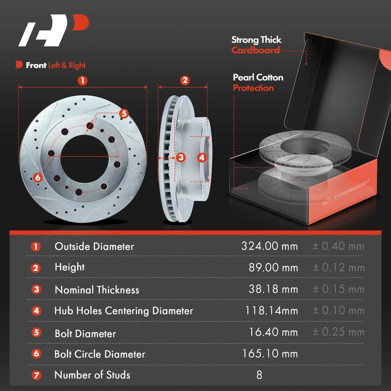 Front Drilled Rotors & Ceramic Brake Pads for Chevy Silverado 1500 HD Cadillac