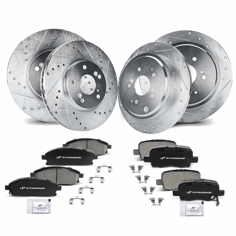 Front & Rear Drilled Rotors & Ceramic Brake Pads for Acura MDX 2003-2006 V6 3.5L