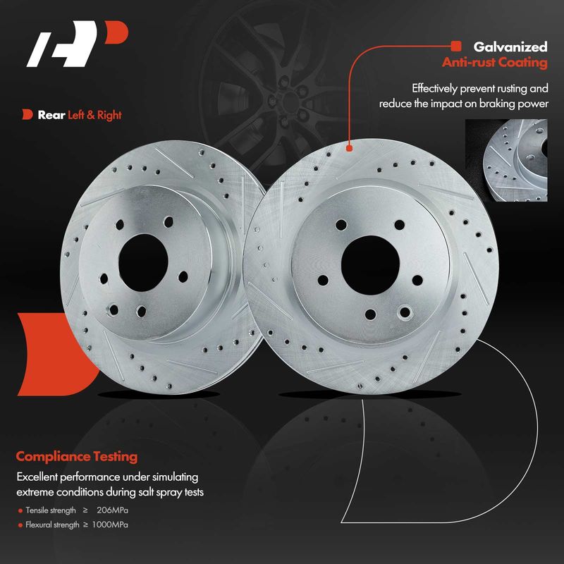 Rear Drilled Brake Rotors for Nissan Maxima 2009-2014 2016-2017 2019 3.5L