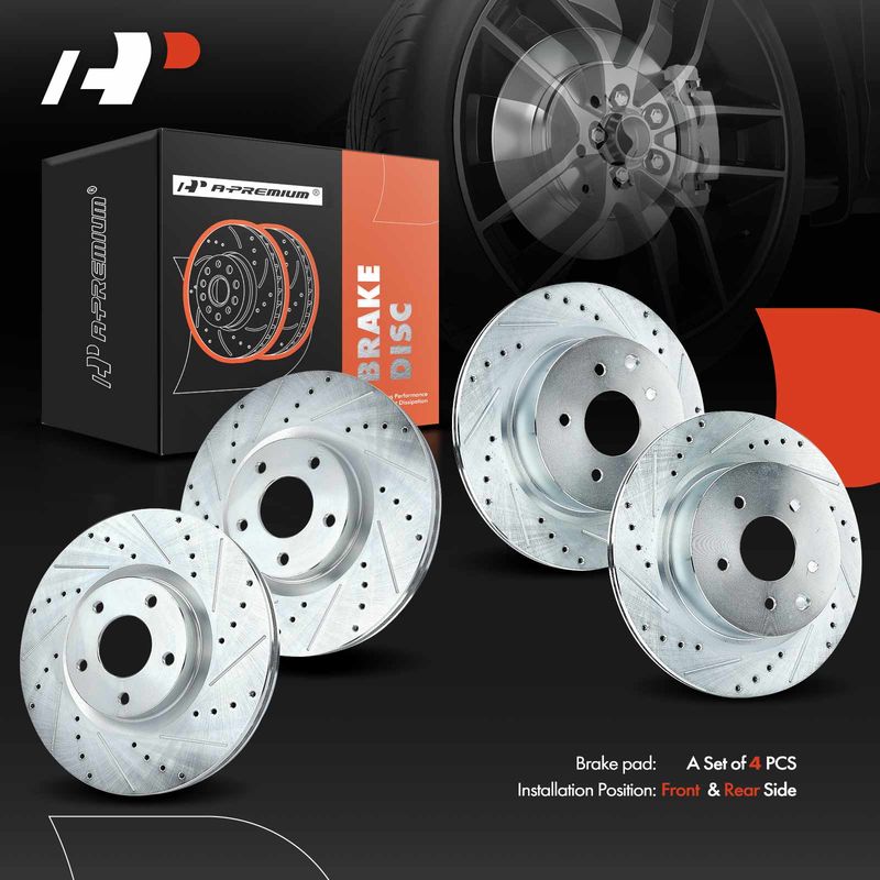 Front & Rear Drilled Brake Rotors for Nissan Maxima 2009-2014 2016-2017