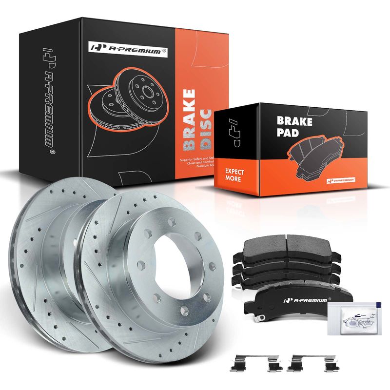 Rear Drilled Rotors & Ceramic Brake Pads for Chevrolet Express 2500 06-19 GMC