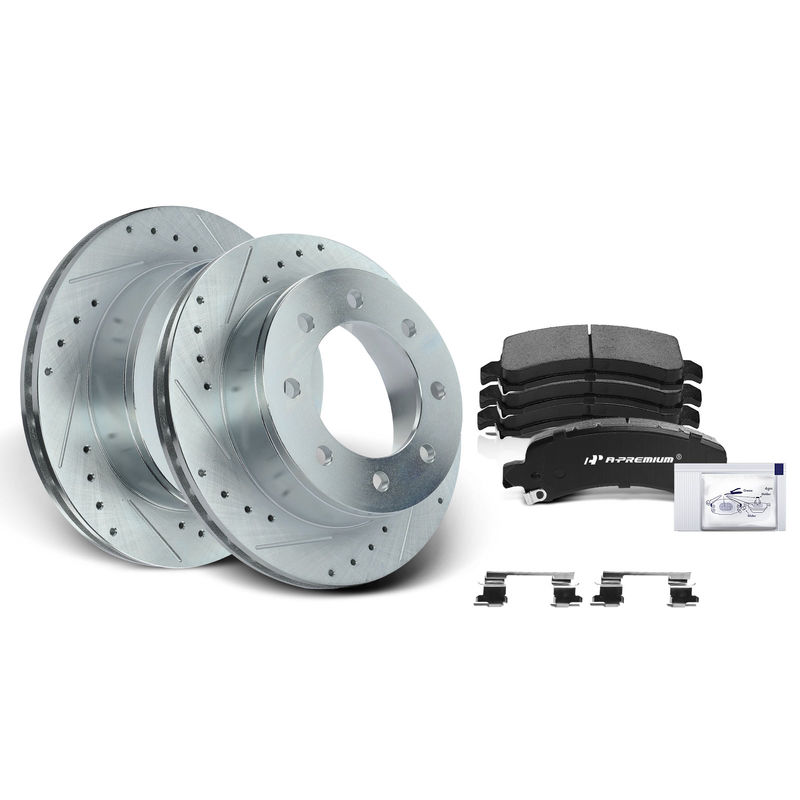 Rear Drilled Rotors & Ceramic Brake Pads for Chevrolet Express 2500 06-19 GMC