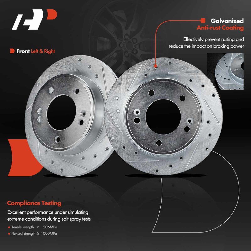 Rear Drilled Brake Rotors for Hyundai Elantra 11-20 Kia Soul Forte Koup