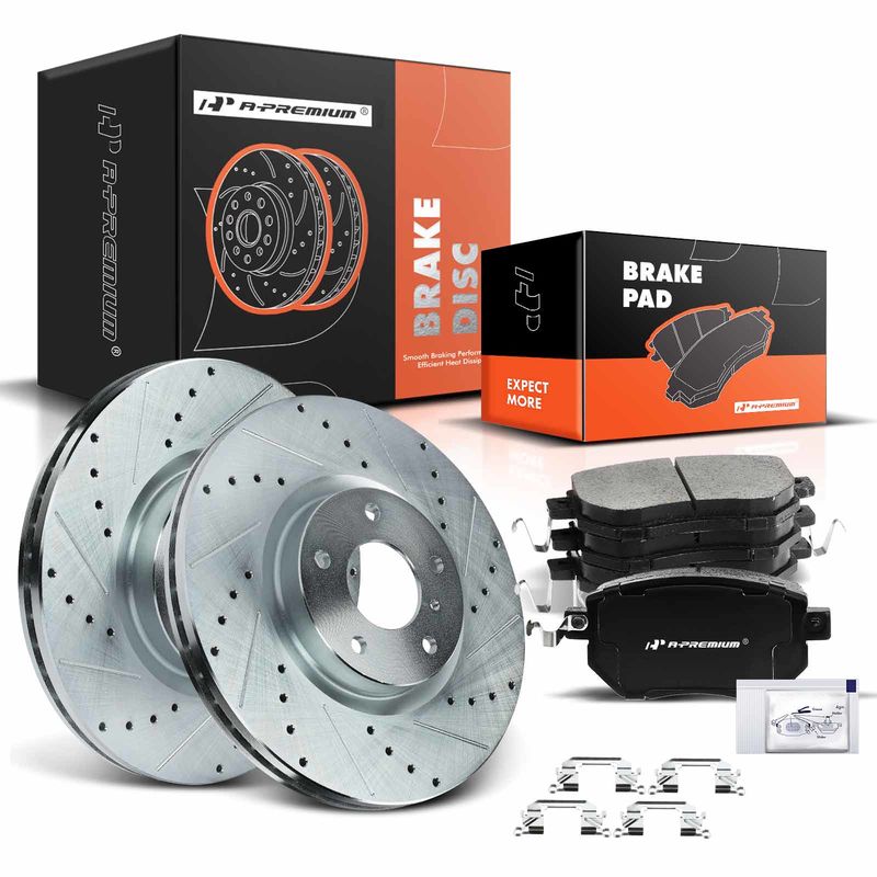 Front Drilled Rotors & Ceramic Brake Pads for Nissan Altima 2006 Maxima 04-08