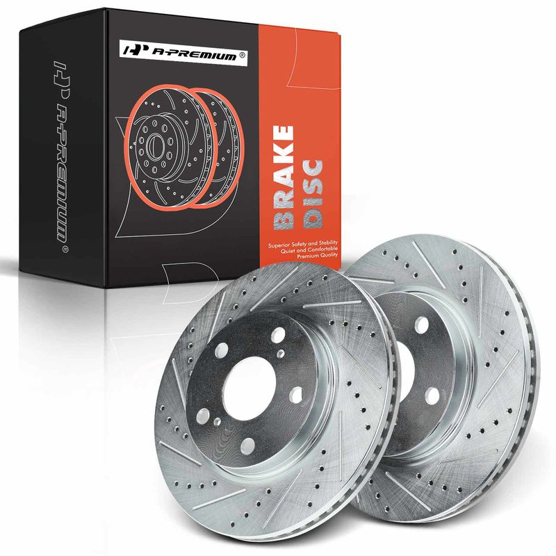 Front Drilled Brake Rotors for Toyota RAV4 2006-2018 Prius V Lexus HS250h Scion
