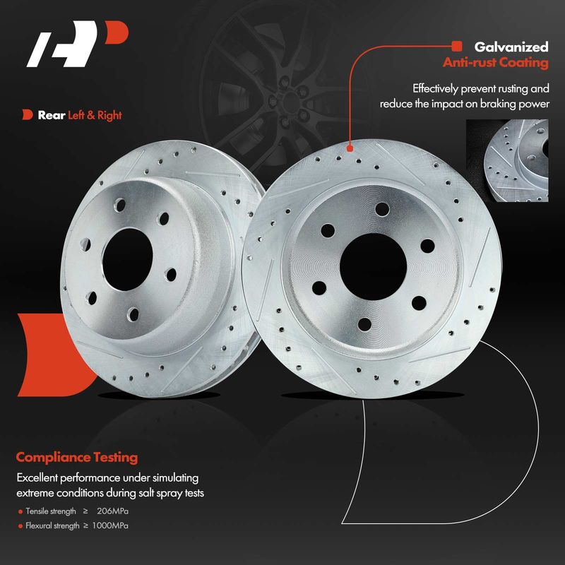 Rear Drilled Brake Rotors for Chevy Silverado 1500 2001-2006 GMC Sierra